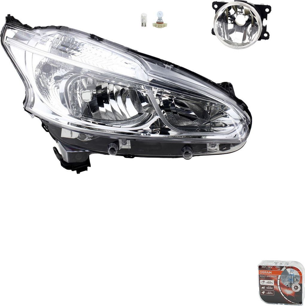 Johns, Scheinwerfer + Osram Night Breaker Laser passend für Peugeot 208 03/12-05/15R 9802221280 9675450980