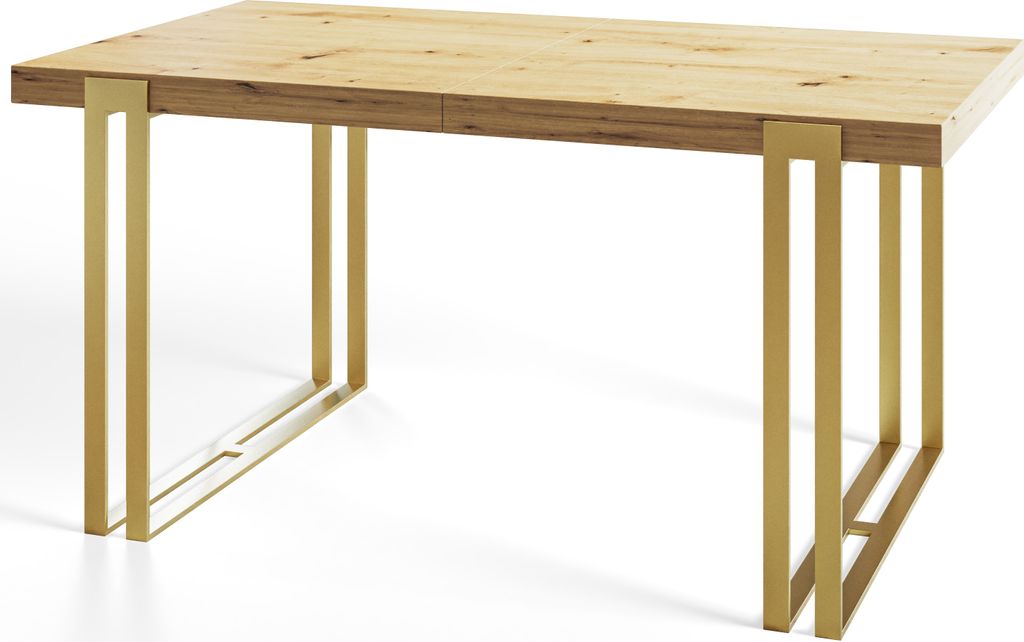 Alpi Moebel, Rechteckiger Esstisch Rosa, Modern Ausziehbarer Tisch 180-280x90x77 cm, Artisan mit Gold Metallbeinen