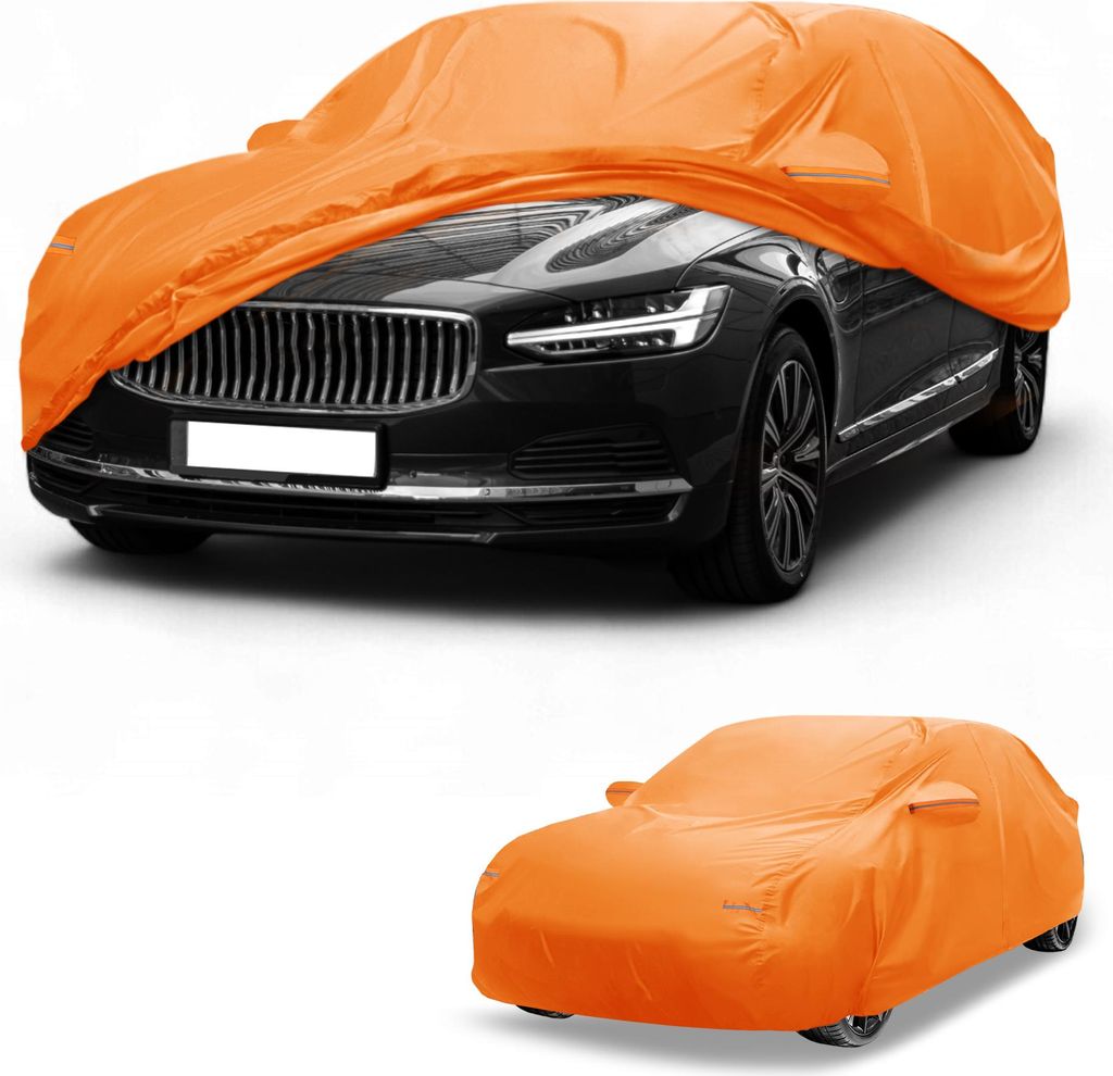 Autoabdeckung Wasserdicht Alle Wetter Automobil Au?en Vollst?ndige Au?enabdeckung fš¹r Volvo S90 (est) Aluminiumfolie Baumwolle Orange mit Reflek...