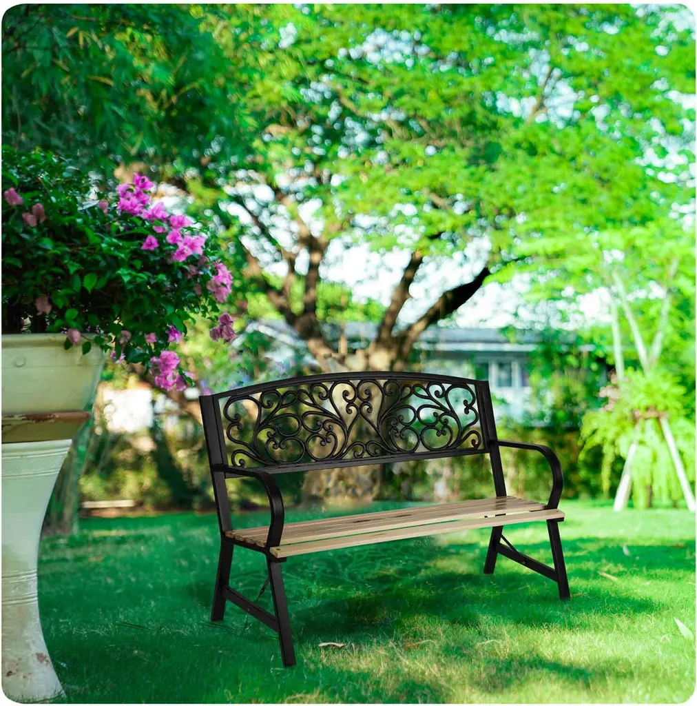 Banc de jardin Ivy avec dossier ergonomique 122 cm - Structure renforcée - 6