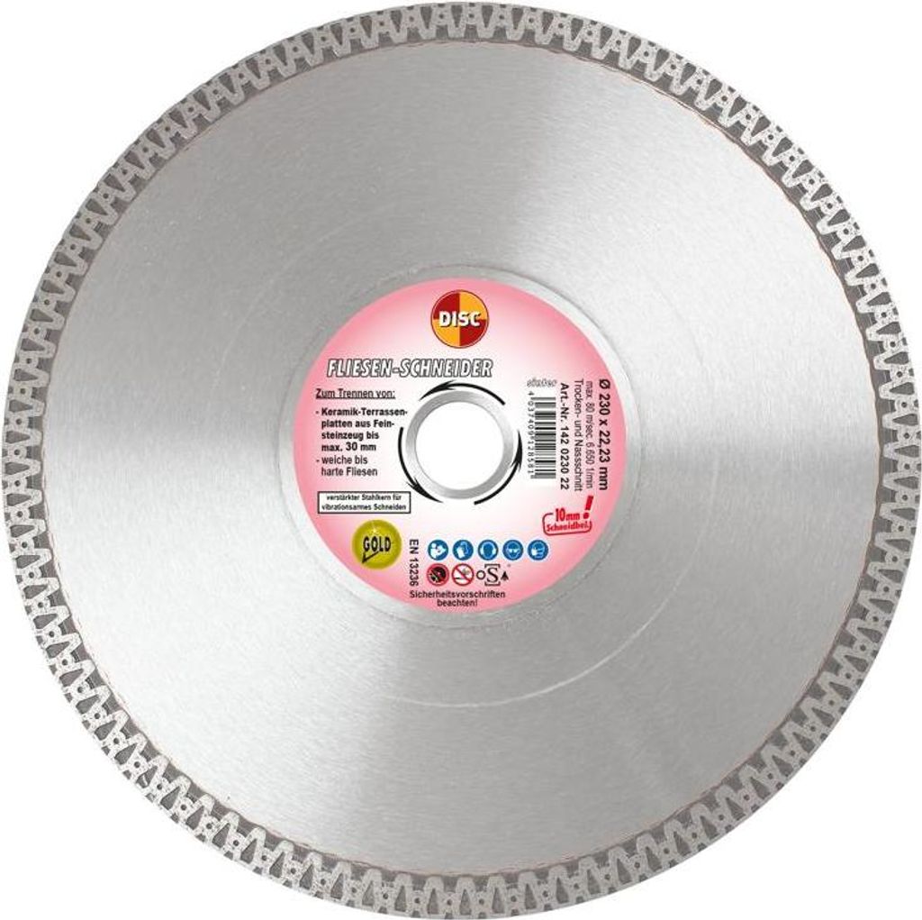 Disc Diamant Trennscheibe Fliesen Schneider 230 x 22,23 mm Keramik