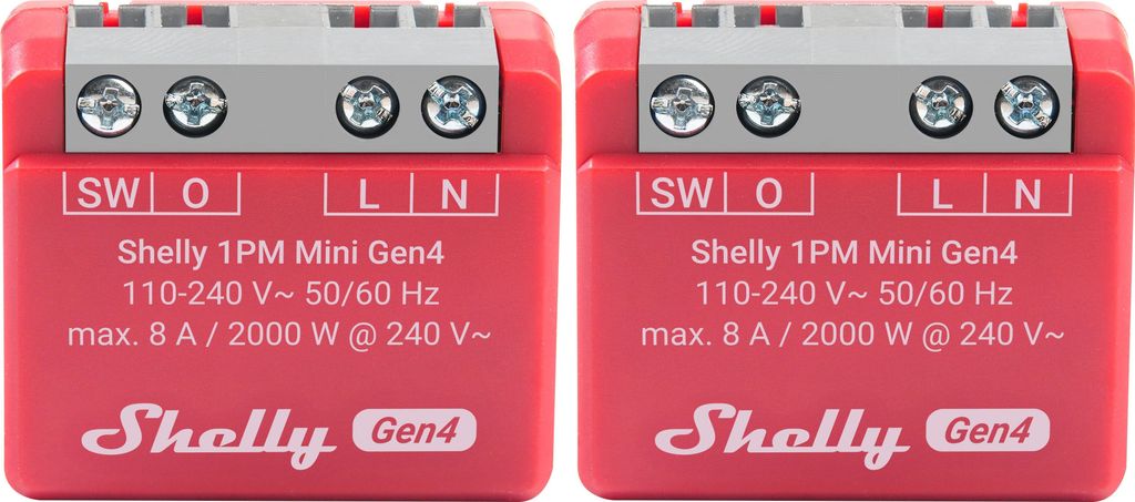 SHELLY Relais 1PM Mini Gen4, 8 A, WLAN, Bluetooth, rot, 2 Obrázok produktu 