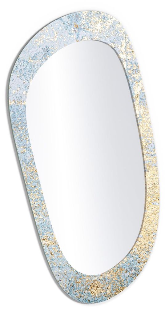 DEQORI Wandspiegel Organisch 53,9x89,6 cm 'Wand mit Gold-Struktur' Spiegel Badspiegel Bad
