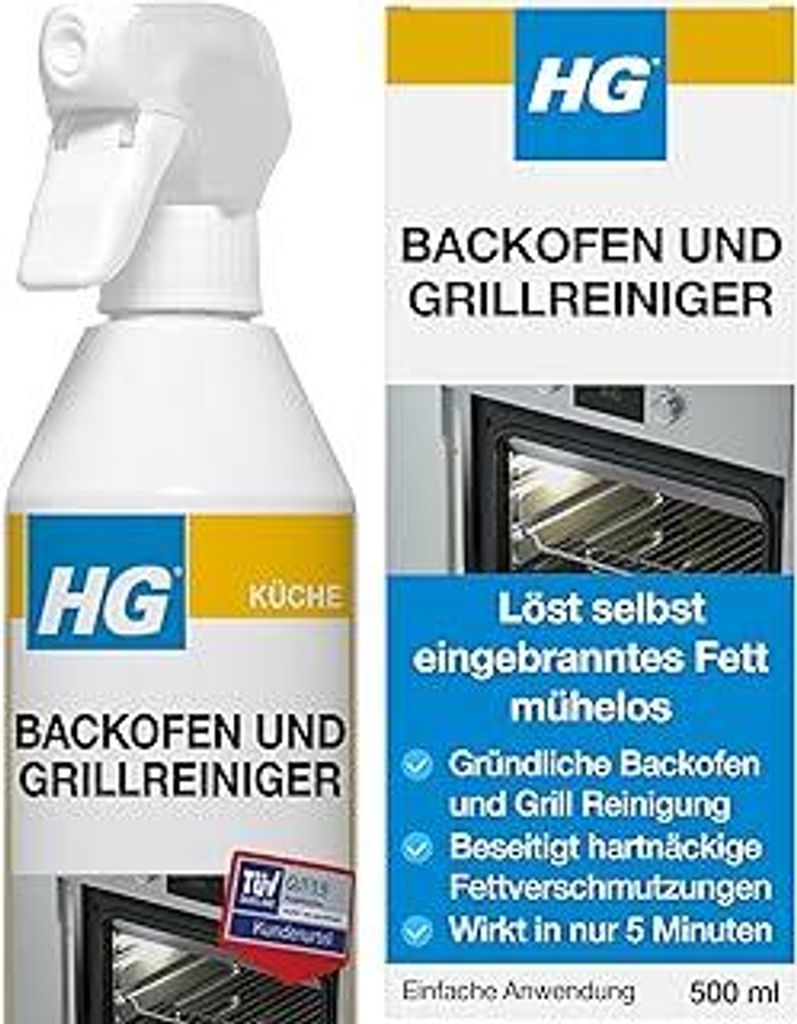 HG Ofen-, Grill- & Barbecue-Reinigungsspray, entfernt schnell angebrannte Speisereste & eingebranntes Fett für Küche & Außenbereich - 500 ml