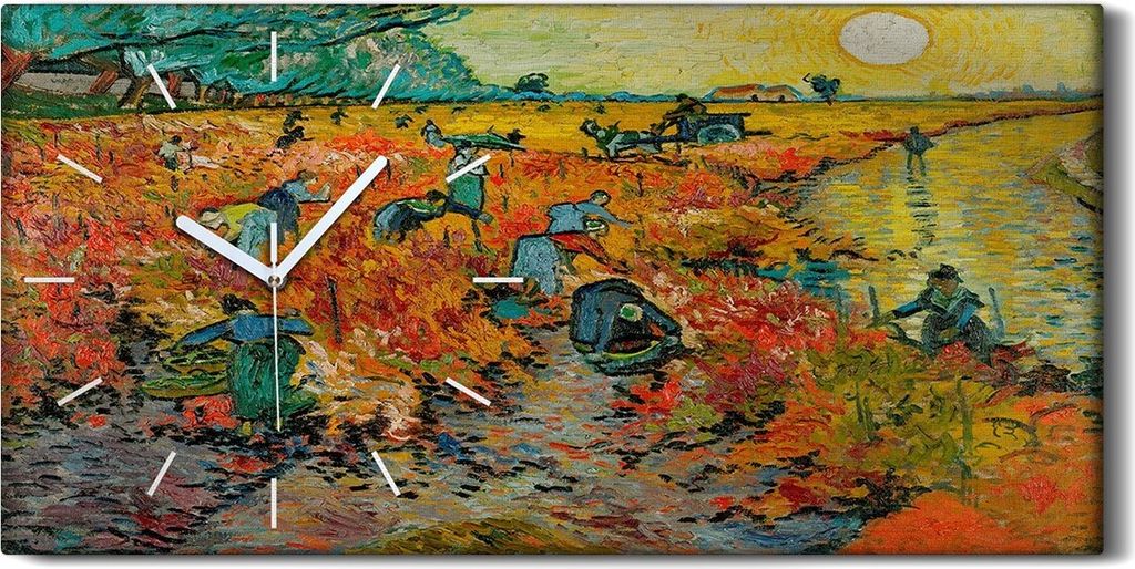 Wohnzimmer-Bild Leinwand Uhr Geräuschlos Kunstdruck 60x30 Der rote Weinberg - weiße Hände