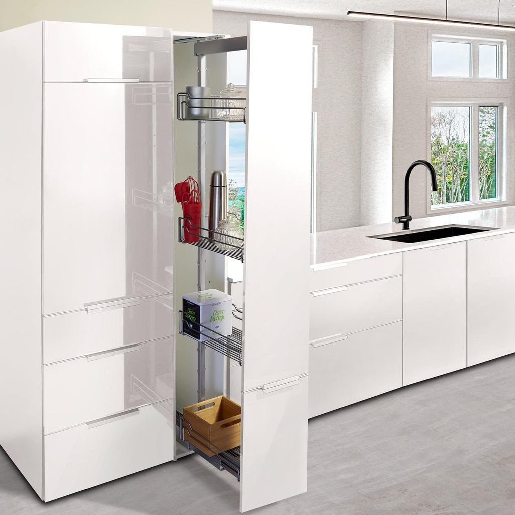 Kesseböhmer Apothekerauszug Dispensa-X Set silbergrau matt Höhe 1900-2300 mm / Breite 300 mm / 5 Körbe