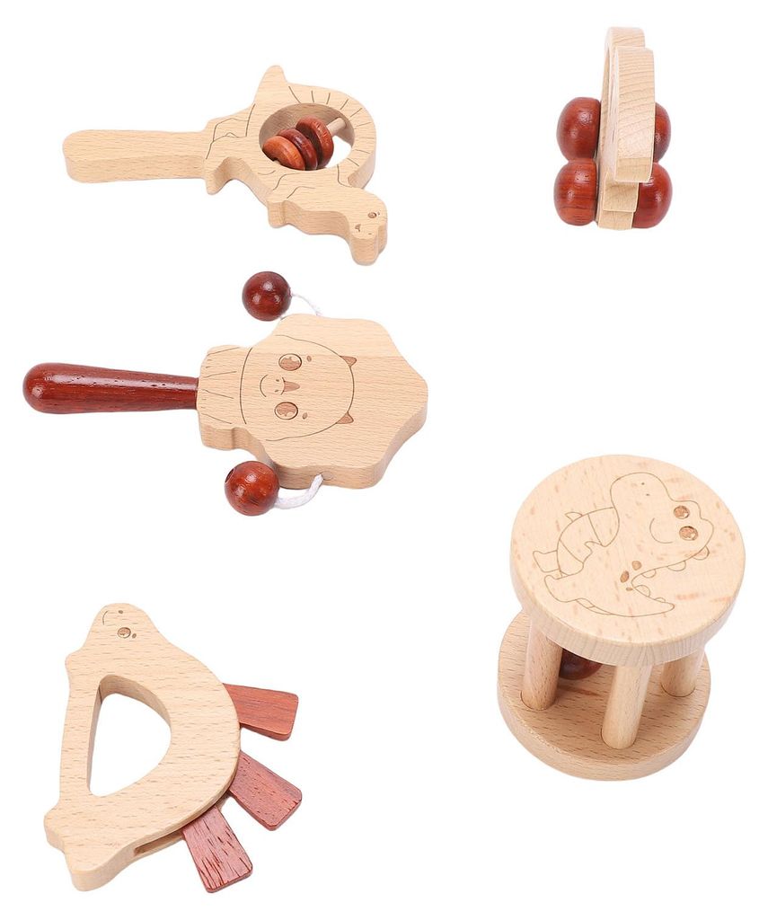 5-teiliges Holzrassel-Set für Babys: Multifunktionales Produktbild 