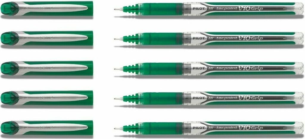 Pilot Hi-Tecpoint V10 Grip Tintenroller grün - 5er-Set Produktbild 