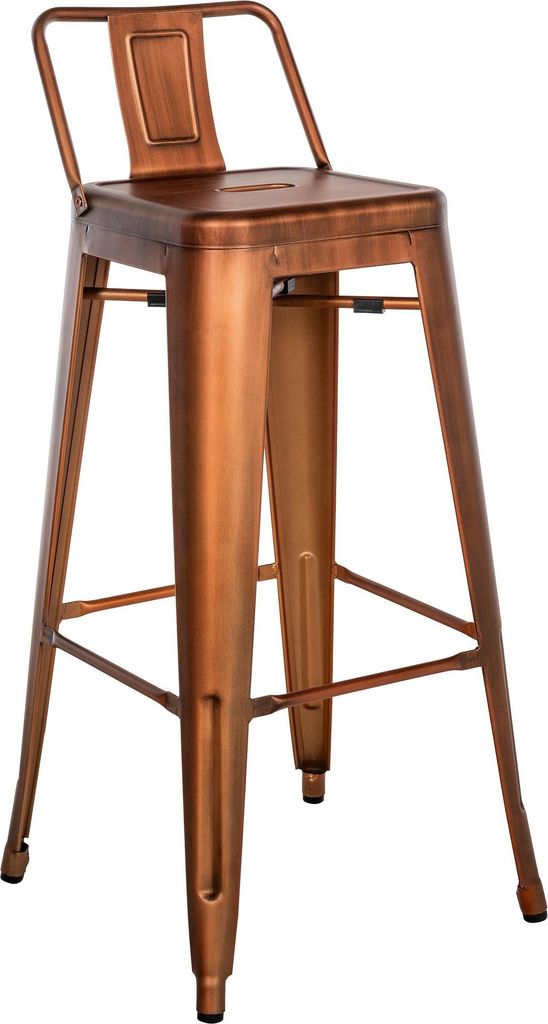Barhocker LEKEL - Metall Kupfer 44x43x96 cm | Barstuhl Mit Lehne Tresenhocker Tresenstuhl Kneipenhocker Kneipenstuhl