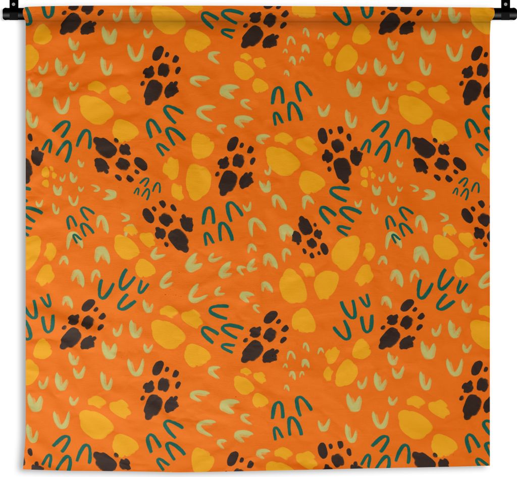 MuchoWow Wandteppich Wandbehang Orange - Abstrakt - Muster 150x150 cm Tapisserie Dekoration Wandtuch - Wohnaccessoires - Modernes