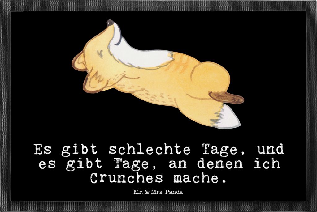 Mr. & Mrs. Panda Schmutzfangmatte Fuchs Crunches 40 x 60 cm - Schwarz - Geschenk, Schmutzmatte, Fitness, Schuhabstreifer, Fussmatte, Bodenvorleger,...