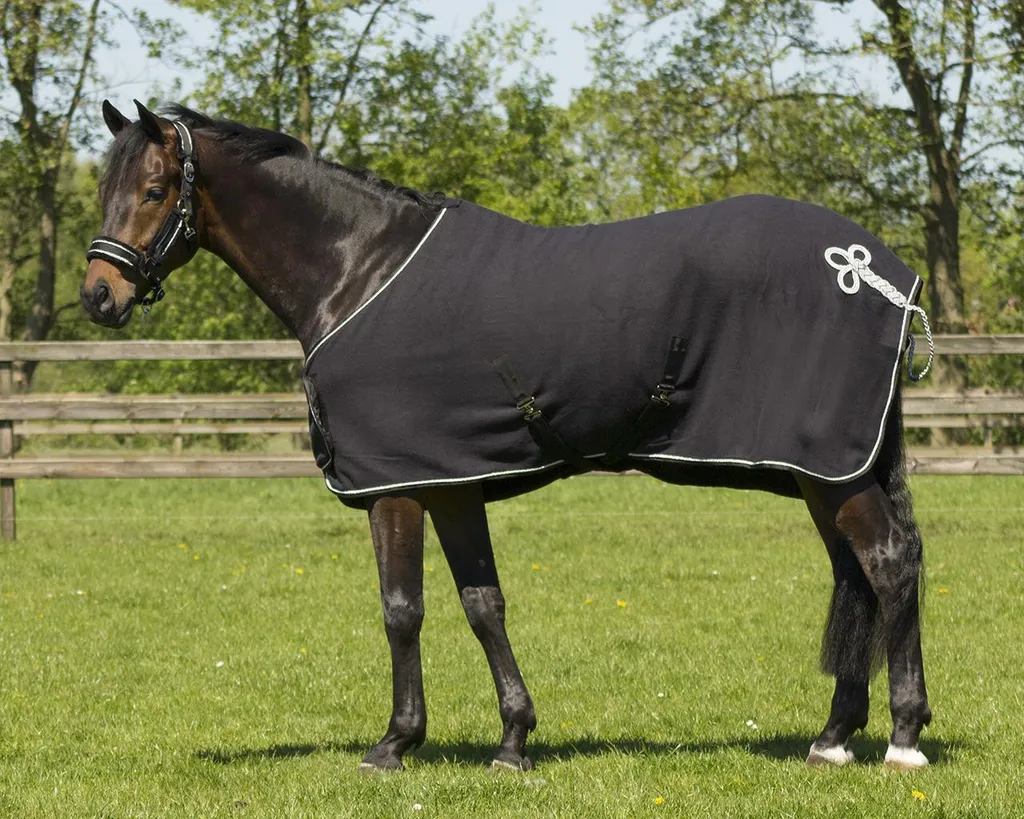 Offerta Coperta QHP Ornament Pile 215 - Nero Argento per Cavalli