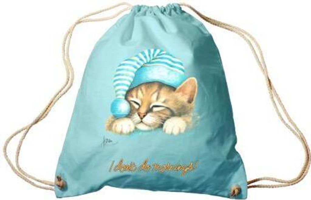 Sporttasche Turnbeutel Trend-Bag Print Cat Katze i don ́t do mornings - KA057/2 Color - hellblau