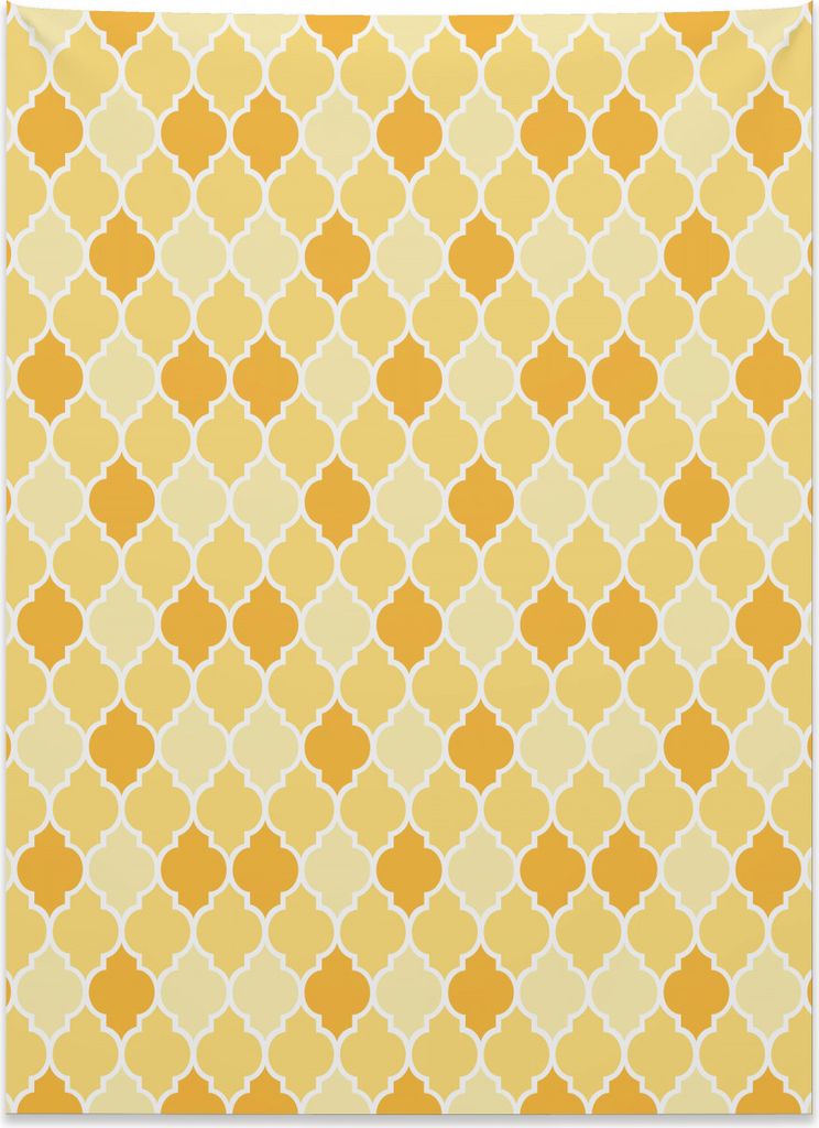 Abakuhaus Quatrefoil Wandteppich, Spalier in Gelb aus Weiches Mikrofaser Stoff Kein Verblassen Klare Farben Waschbar, 110 x 150 cm, Ringelblume Sen...