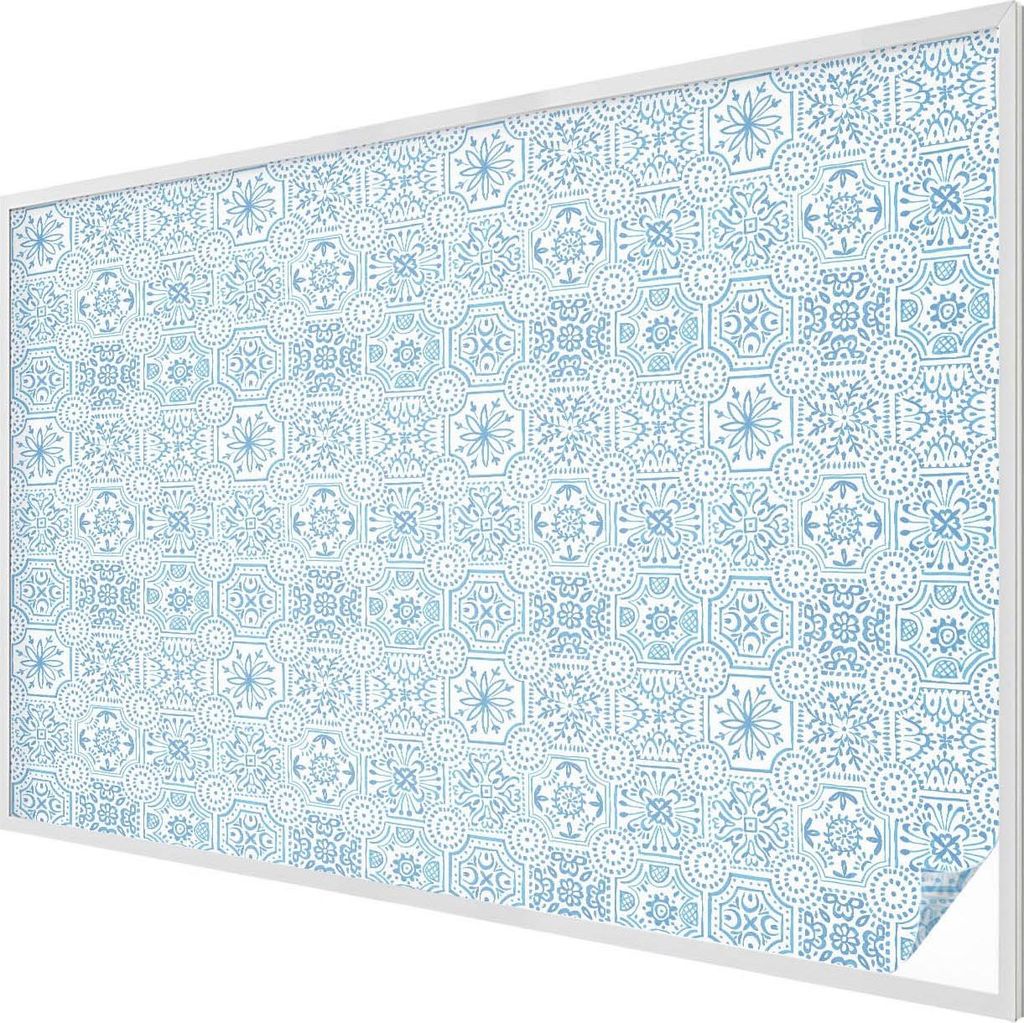 Buntglas Fensterfolie – 146x200 cm – Stained-Glass Design – blickdichte dekorative Sichtschutzfolie – selbstklebend, UV-Schutz – Blaue Fl...