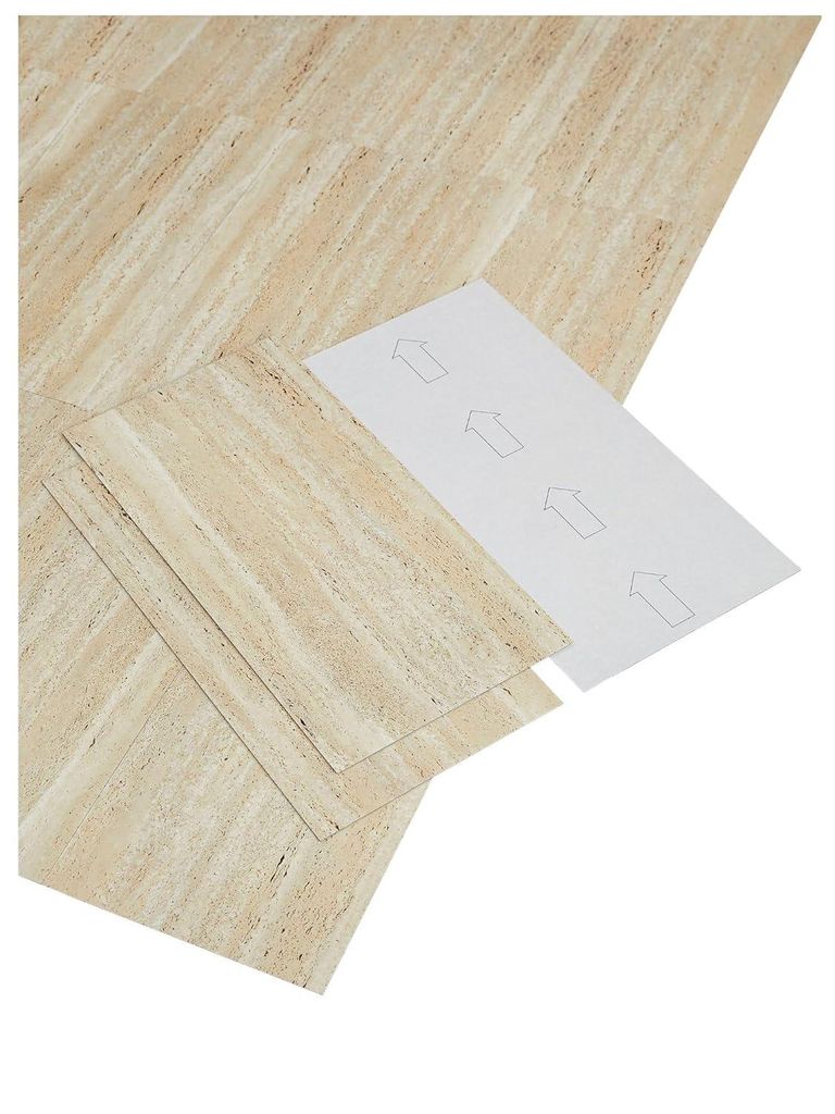 Vinylboden selbstklebend 4,46 m² Marmoroptik Beige PVC Produktbild 