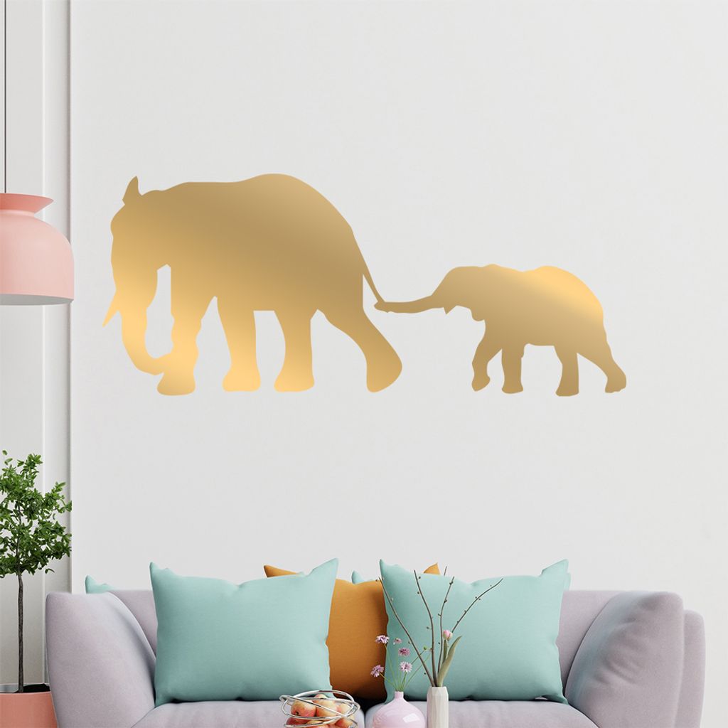 KIWISTAR Zwei Elefant Dickhäuter Wandtattoo in 6 Größen - Wandaufkleber Wall Sticker - Dekoration, Küche, Wohnzimmer, Schlafzimmer, Badezimmer