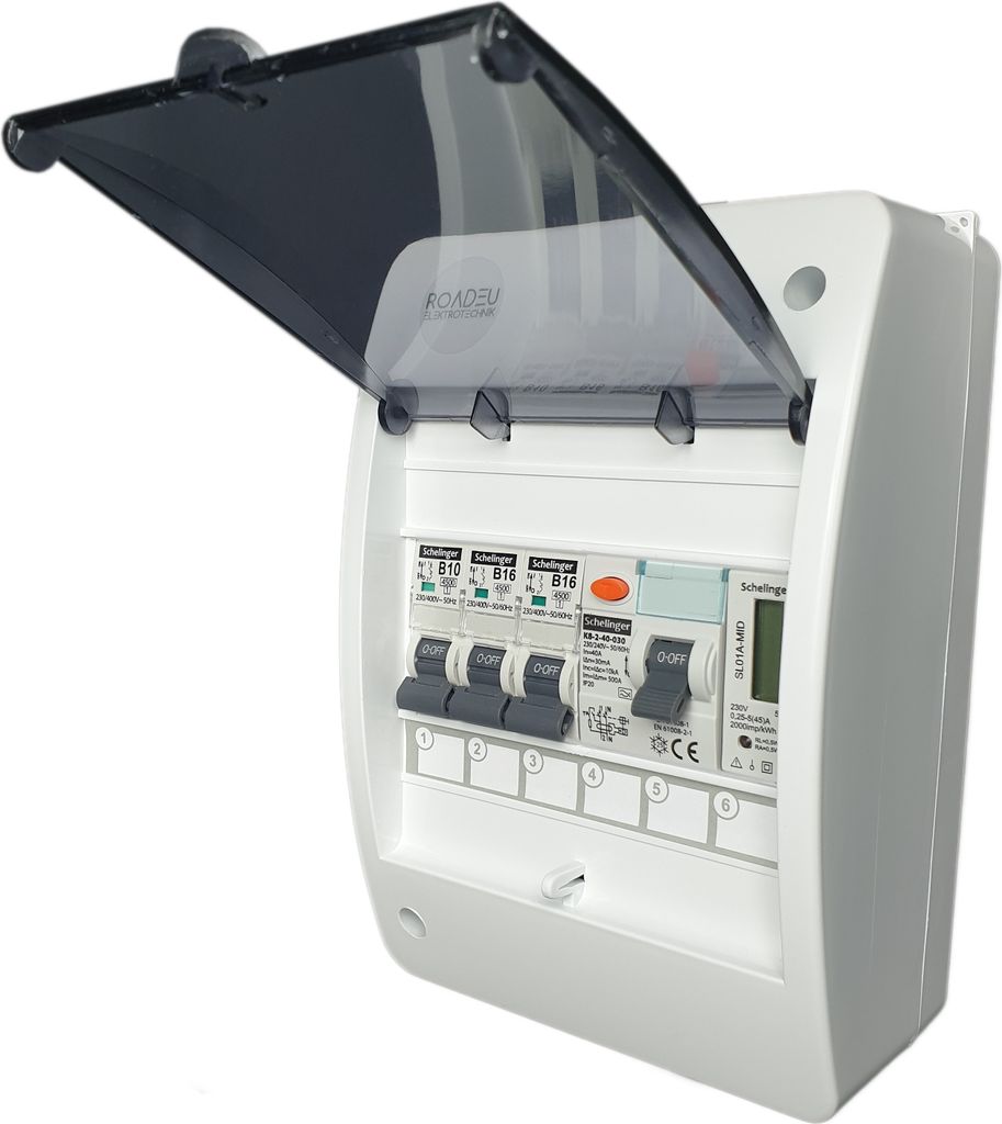 Leitungsschutzschalter - Komplett mit Zähler - Fi Schutzschalter 40A - 16A Sicherungsautomat und 10A "B" mit Stromzähler