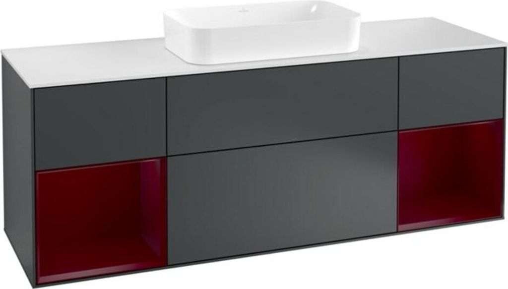 V&B Waschtischunterschrank Wandbeleuchtung Finion 160cm, Pl w m, Rg Peo m La, md bl. m Lac