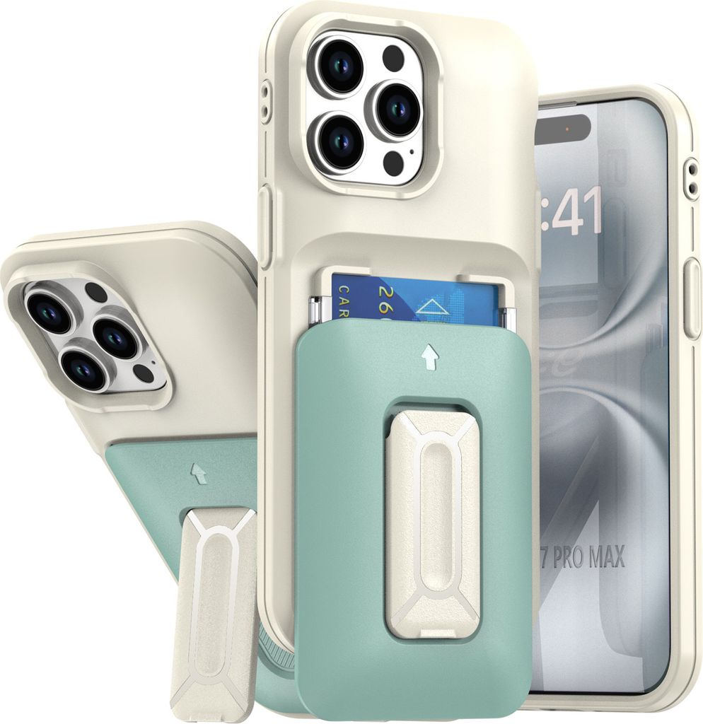 Kartenhalter Handyhülle für iPhone 12 Pro Max, Weiches TPU Brieftasche, Heavy Duty Ständer Hülle Türkis