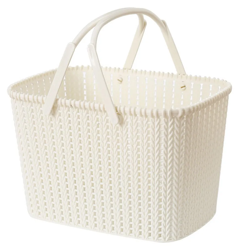 Panier de rangement portable beige effet osier pour cuisine et maison