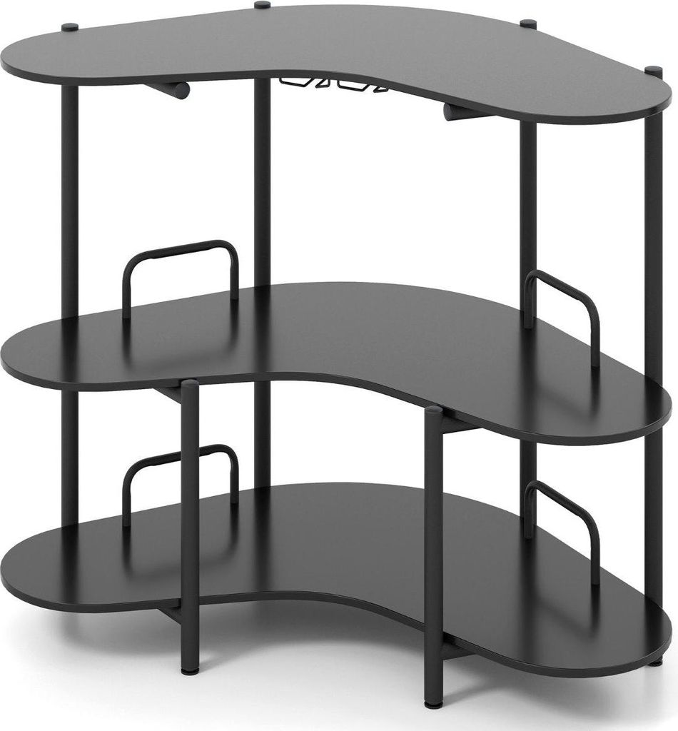 3-stufiger Stehtisch mit Glashalter und Metallrahmen