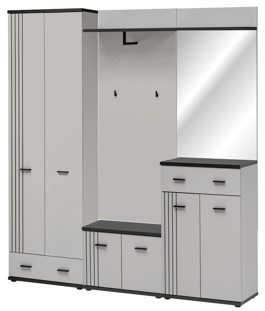 Garderobe Set "Vektor" in Kaschmir und schwarz Garderobenkombination 5-teilig mit Streifenmuster 180 x 203 cm