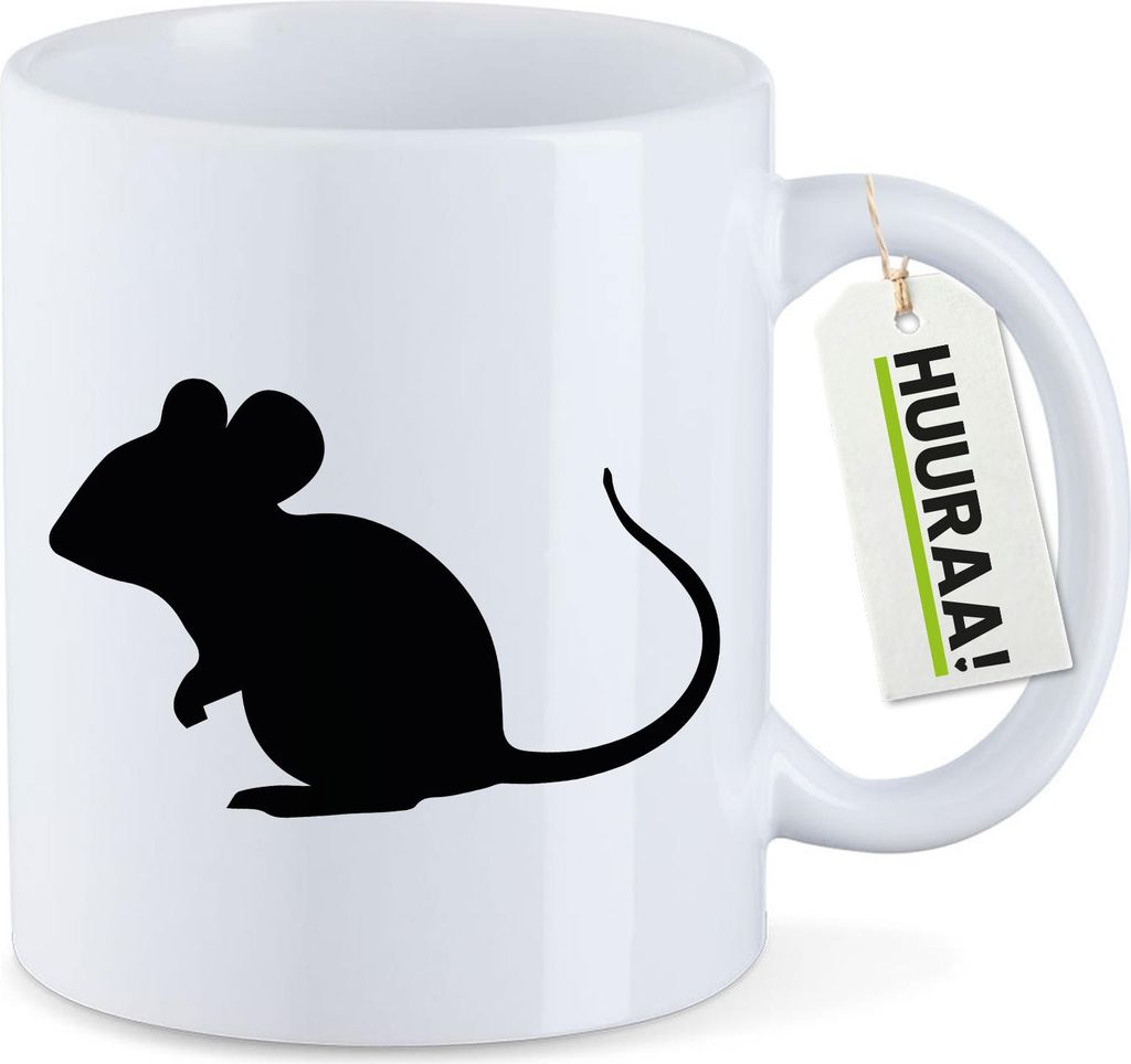 Huuraa Kaffeetasse Maus Silhouette 330ml Weiß Keramik Kaffeebecher Geschenkidee