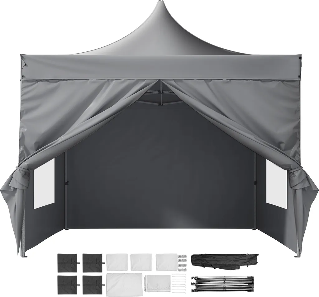 Abri de Jardin Imperméable Anti-UV 3x3m avec Parois Latérales Souples