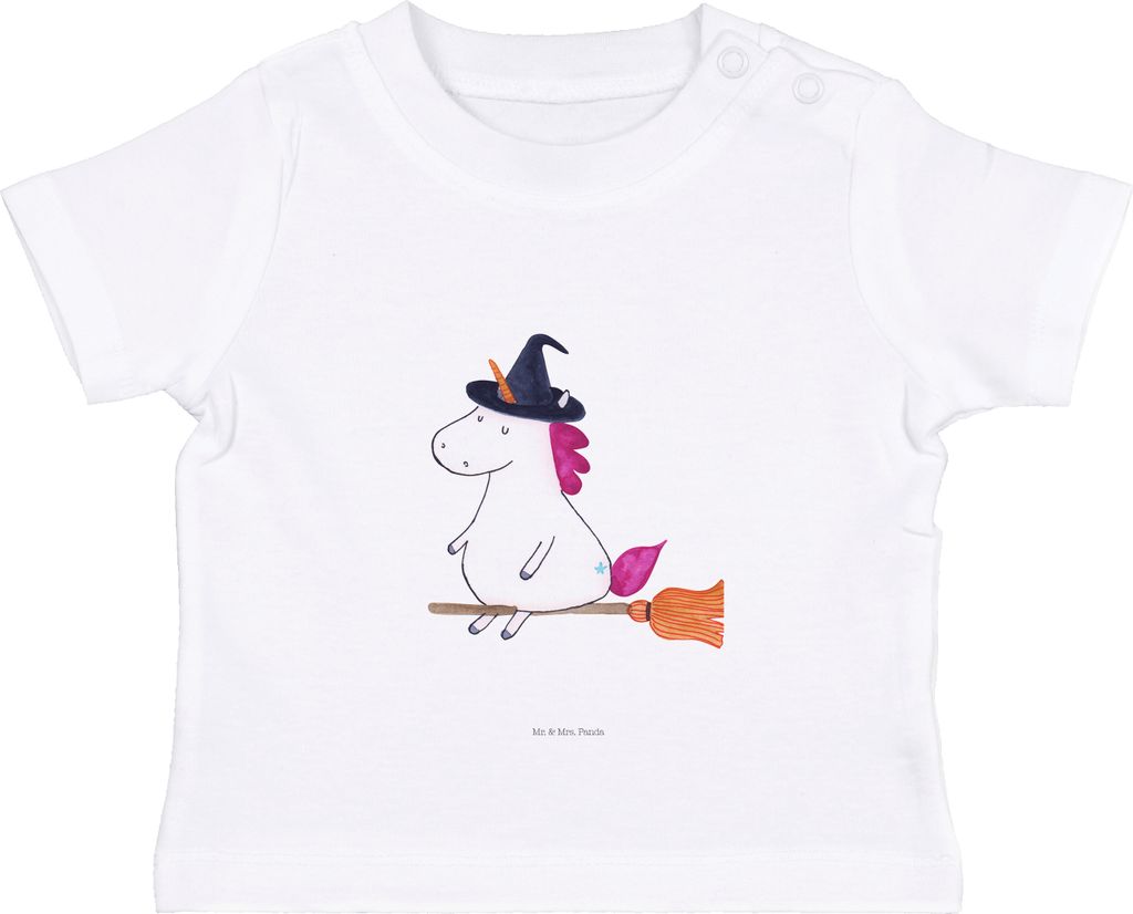 Mr. & Mrs. Panda Babyshirt Einhorn Hexe 12. - 18. Monat - Weiß - Geschenk, Freundin, Teufel, Unicorn, Organic Baby T-Shirt, , Oberteil, Einhörner...