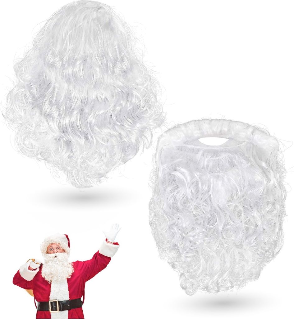 2 in 1 - Weihnachtsmannbart - Nikolausbart Bart weiß Weiss Produktbild 