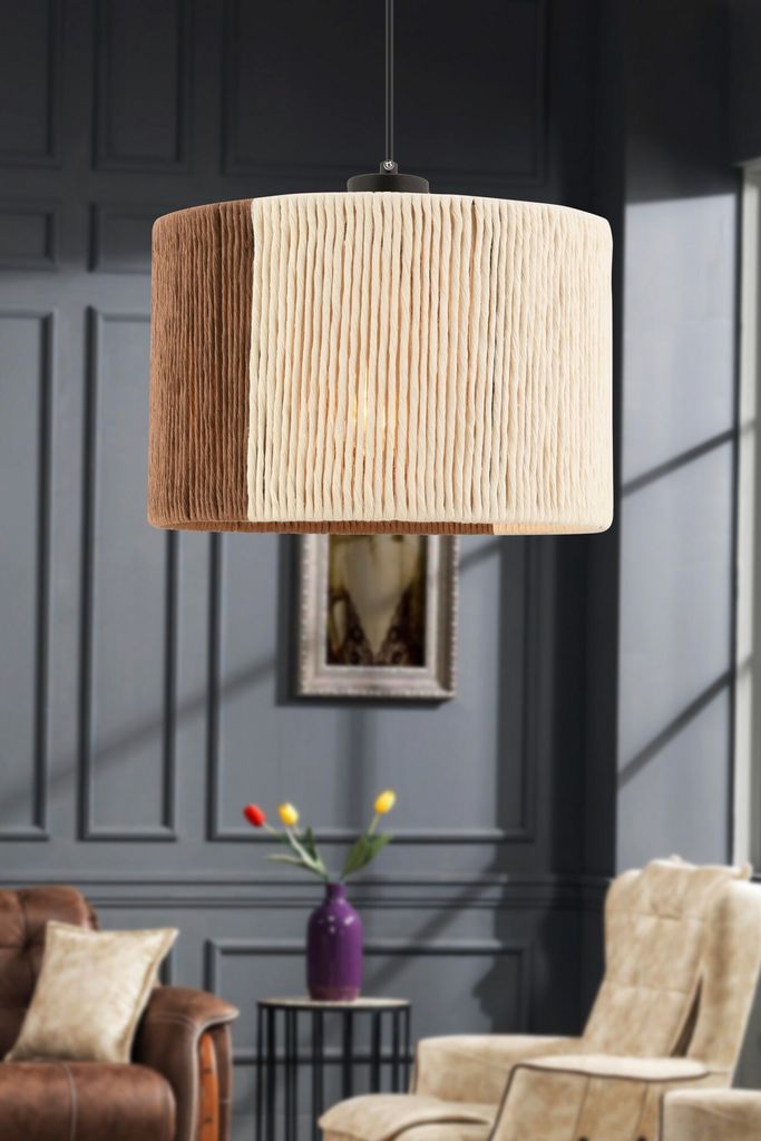 Opviq, Cane - Beige, Brown, Kronleuchter, Beige, METALLKörper, 30 x 30 x 65 cm