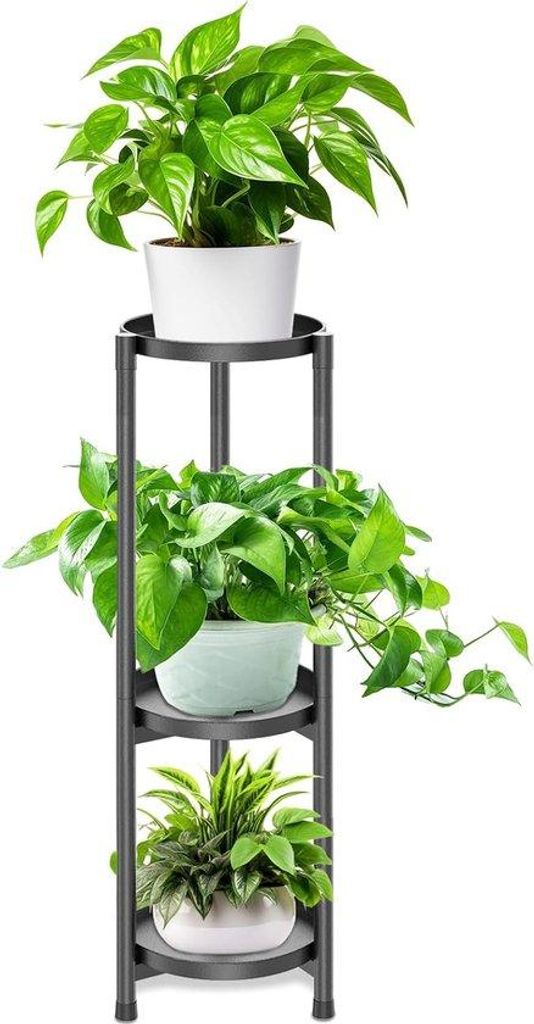 **Optimierte Titel** Unyqoos ️ Pflanzenständer mit 3 Etagen - Metall Blumenregal - Schwarz - Für Innen und Außen - Balkon, Garten, Wohnzimmer...
