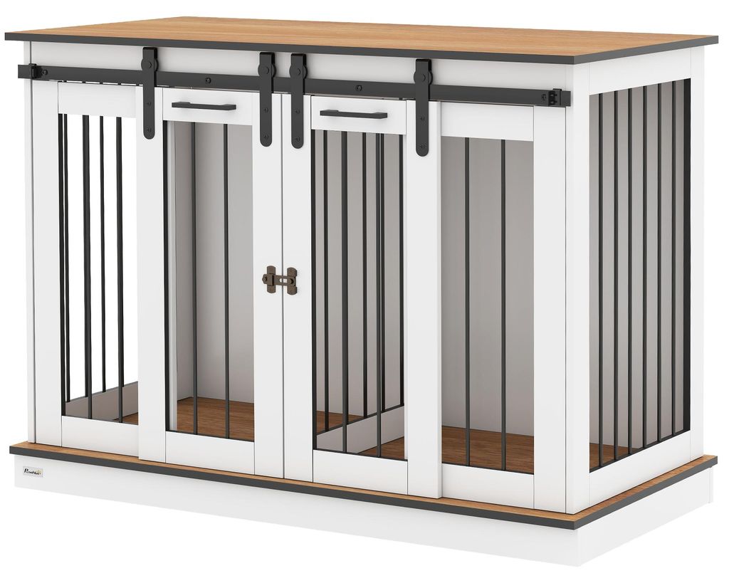 PawHut hondenkooi, hondenverblijf, huisdierenkooi met twee Productafbeelding 