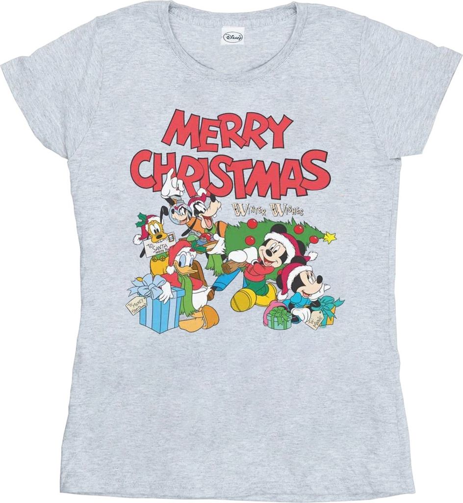 Disney - "Mickey Mouse And FriendsWinter Wishes" T-Shirt für Damen BI32825 (L) (Grau)