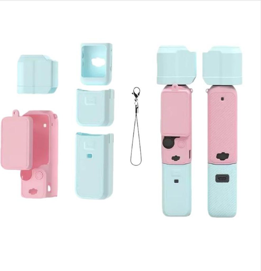 INF Silikon Schutzhülle für DJI Pocket 3 Gimbal Kamera - Kratzfest & Stoßfest Rosa + Blau