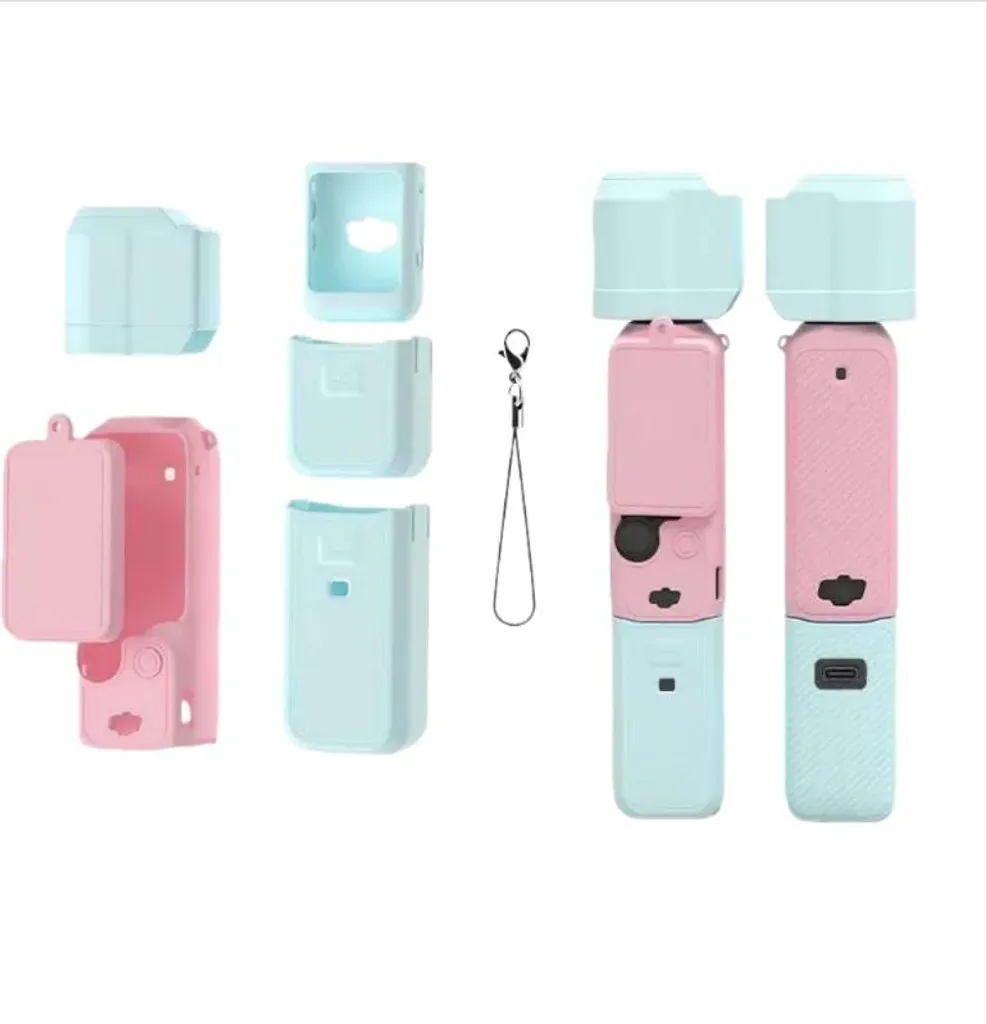 Custodia Silicone DJI Pocket 3 Rosa Blu - Protezione Antiurto Professionale
