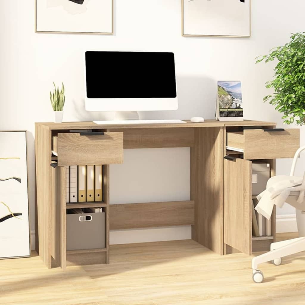 Schreibtisch mit Beistellschrank Sonoma-Eiche Holzwerkstoff , Schreibtische Design 2024
