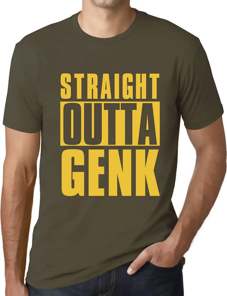 Herren Grafik T-Shirt Direkt aus Genk – Straight Outta Genk – Öko-Verantwortlich Vintage Jahrgang Kurzarm Lustige Druck Geburtstag Geschenk Mann
