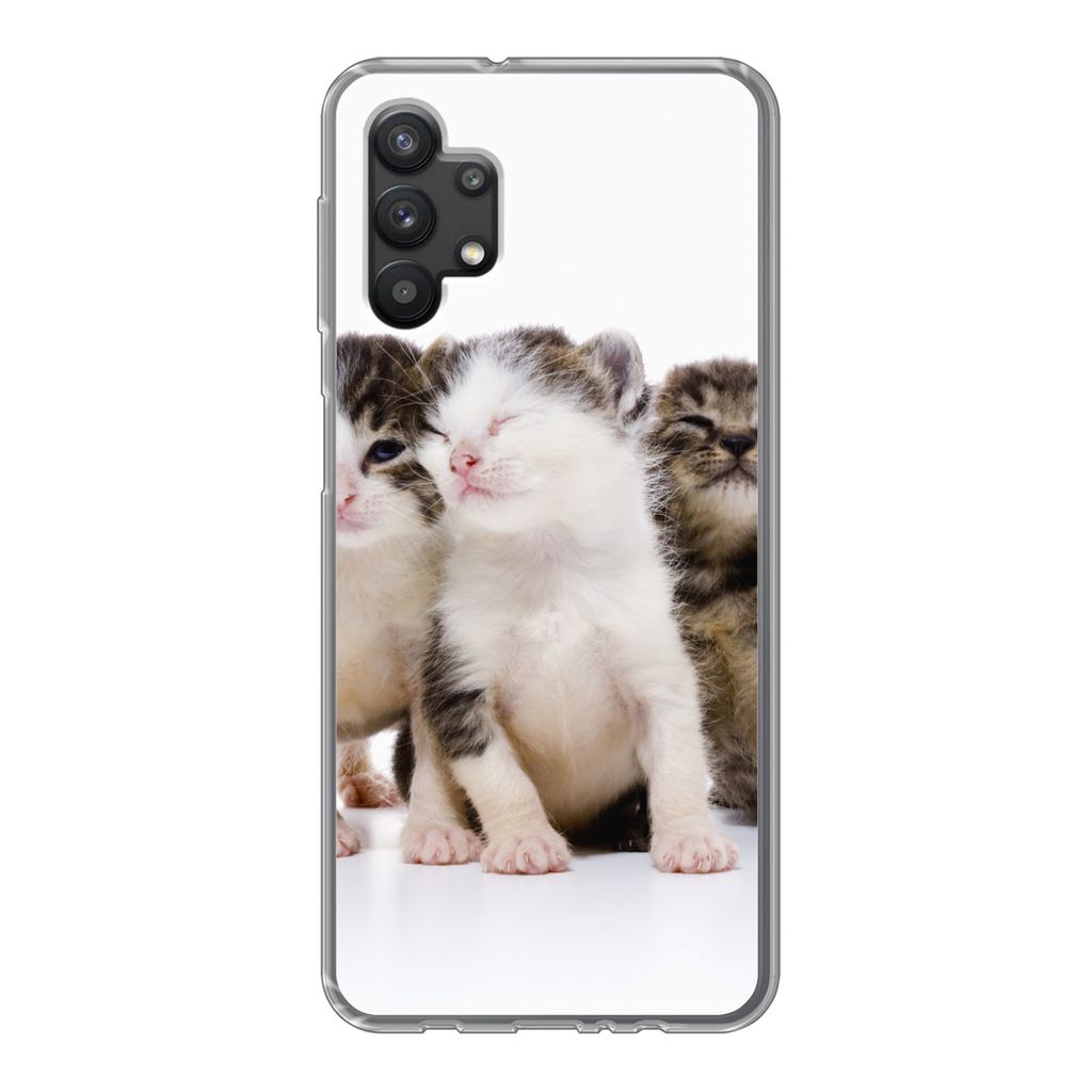 MuchoWow Handyhülle Schutzhülle Hülle für Samsung Galaxy A32 5G Katze - Haustiere - Fell - Porträt Silikon Softcase Handy Hülle - Softcase