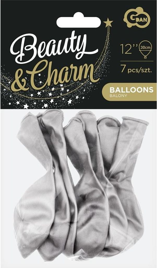 B&C Luftballons Platin Silber 7pcs 12" Godan