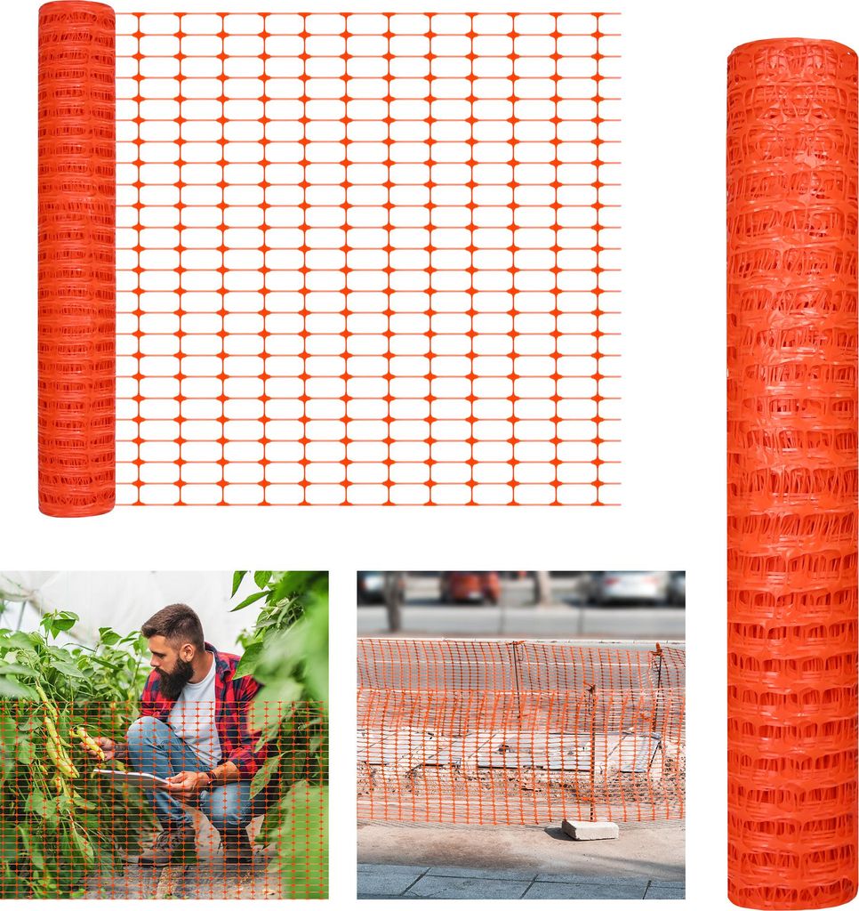 XINZI Warnnetz Absperrzaun Schutznetz Fangnetz, Fangzaun Bauzaun Sicherheitsnetz Zaun Netz, (1 m hoch, 1 Rolle 30 m länge), Orange, 30 m