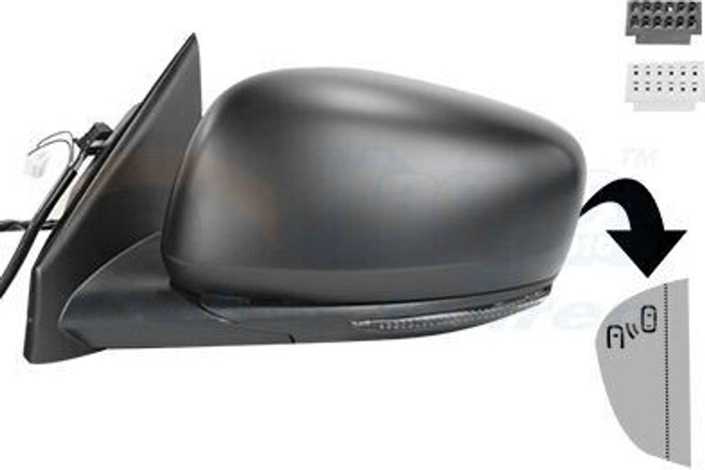 VAN WEZEL 4424827 Außenspiegel Seitenspiegel Links für RENAULT Kadjar (HA, HL) Asphärisch Beheizt Grundiert