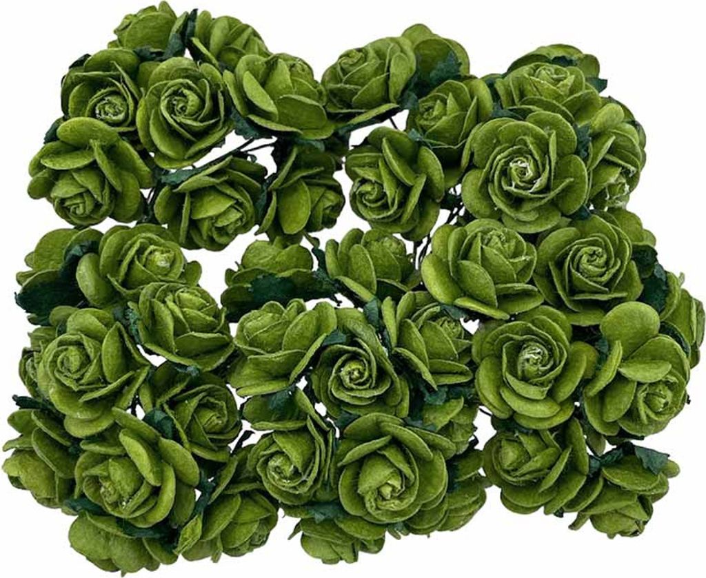 ROSEN Geöffnete 20 mm 50 Stk. Scrapbooking Maulbeerpapier Blumen, dunkel-minze