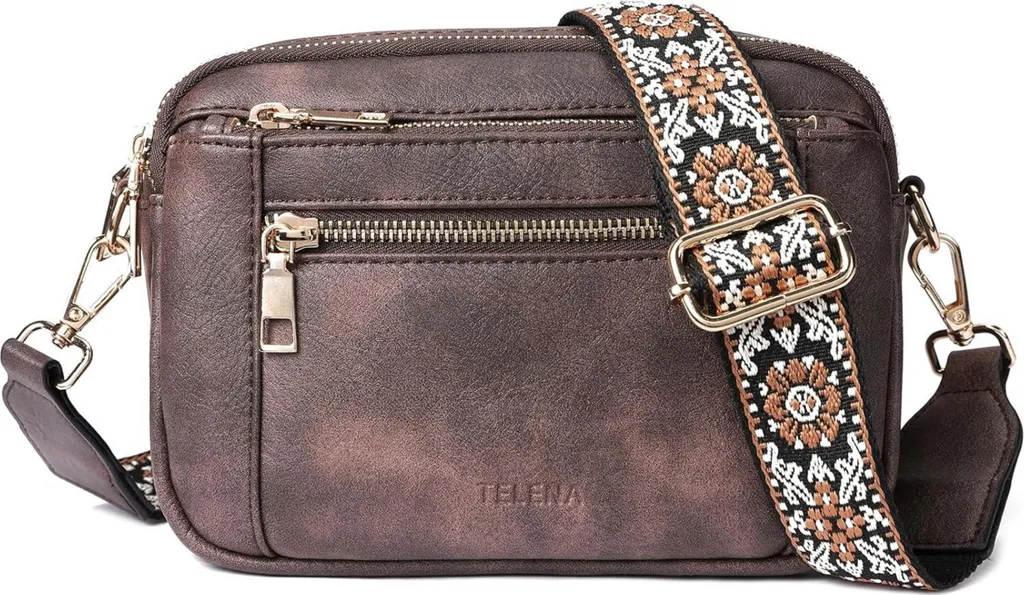 Sac besace Telena noir chic pour le travail et les loisirs sangle large