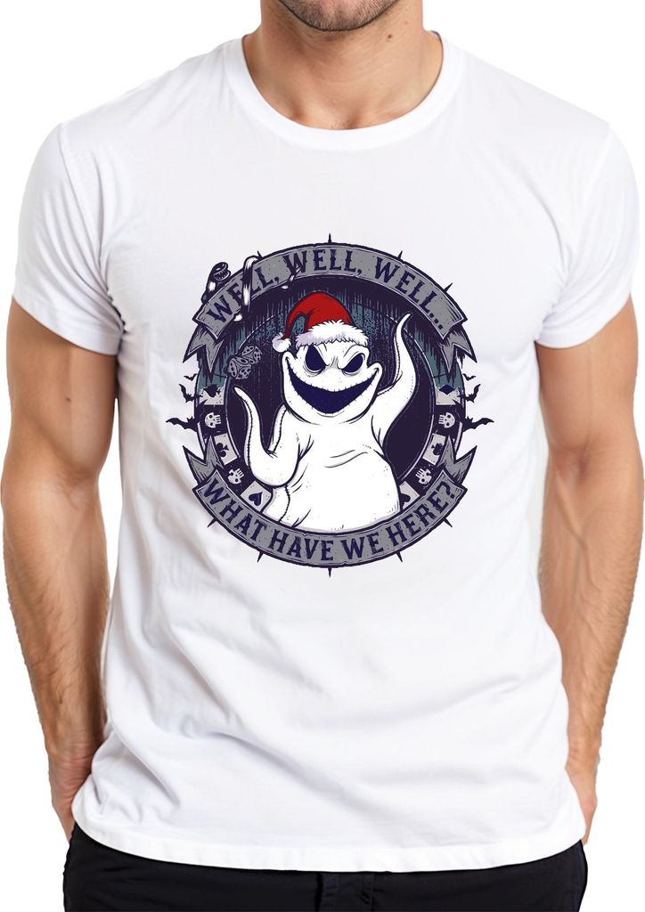 Well Well What Have We Here Grusel Geist Santa Hut Weihnachten Herren T-Shirt, Weiß, S