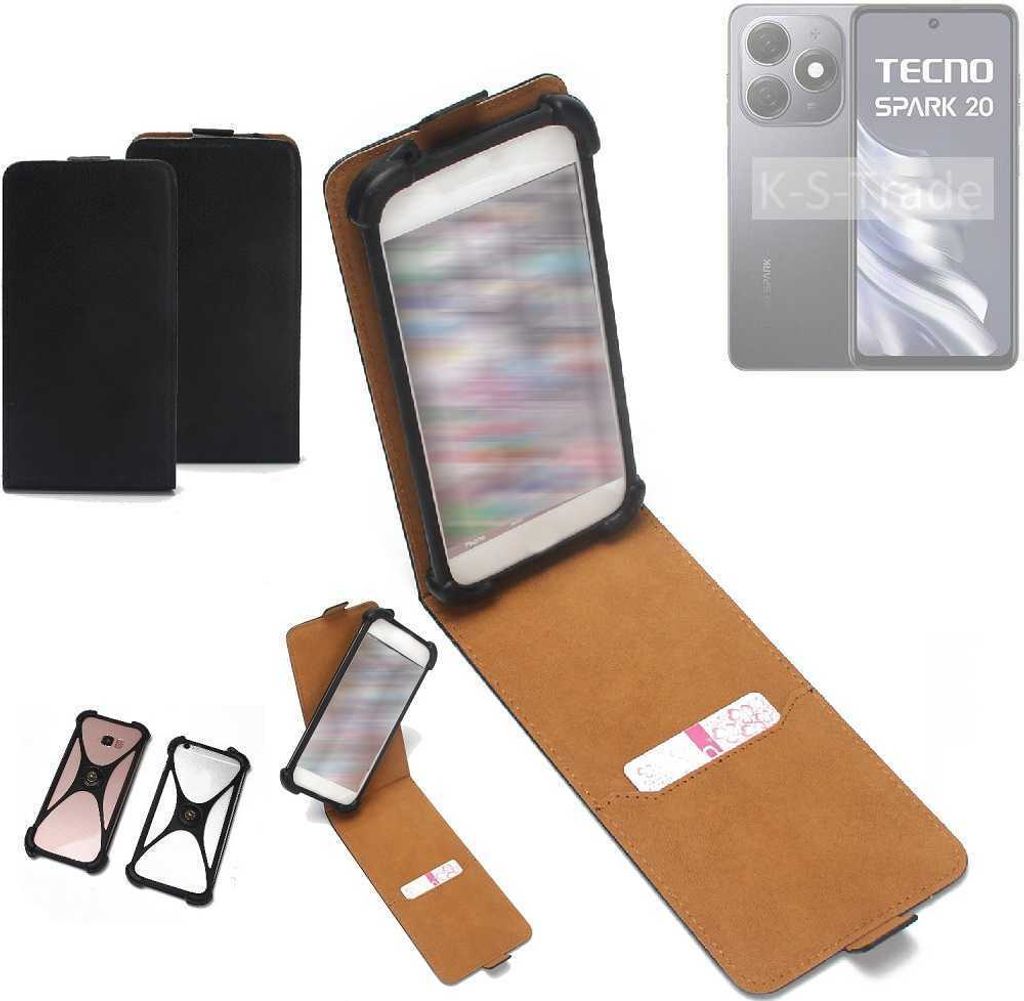 K-S-Trade Handyhülle Schutzhülle kompatibel mit Tecno Spark 20 Hülle Case Cover Flip Style Bumper schwarz 1x