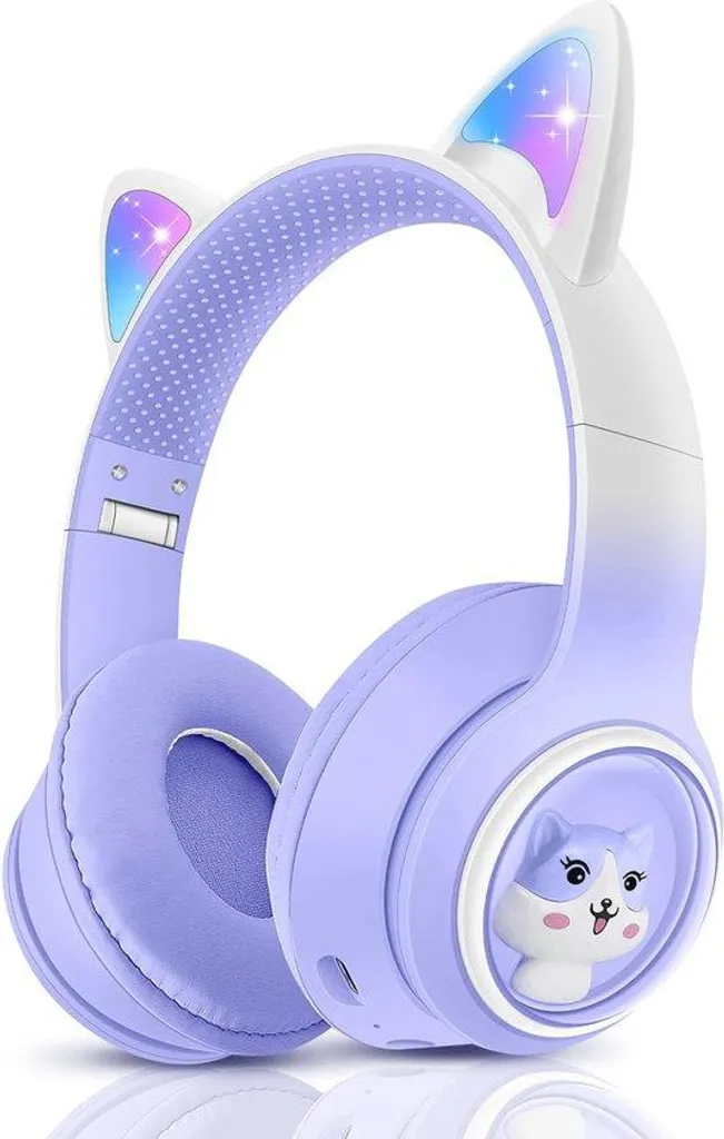 Casque enfant chat LED sans fil - Protection auditive 85dB et micro