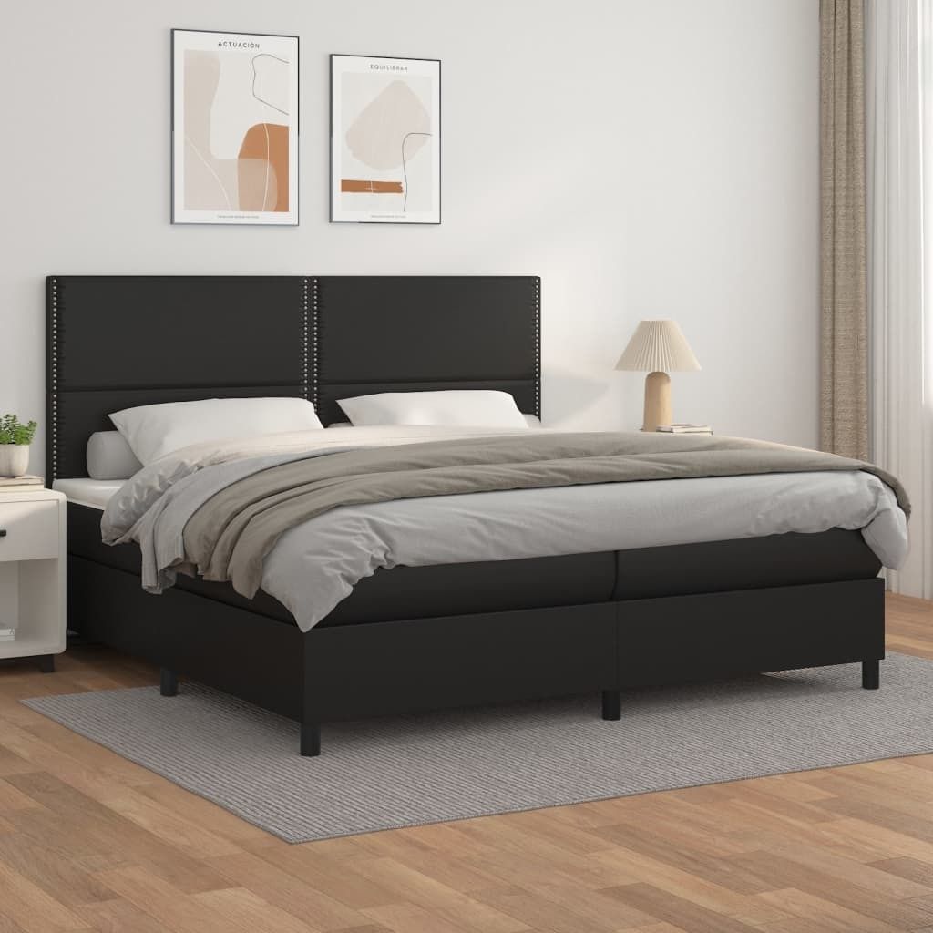 The Living Store Boxspringbett mit Matratze Schwarz 200x200 cm Kunstleder