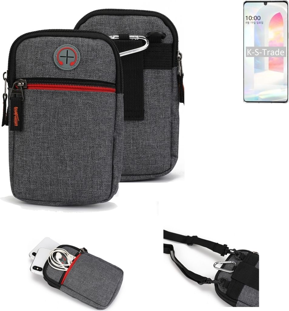 K-S-Trade Holster Gürteltasche kompatibel mit LG Electronics K31 Handy Tasche Schutz Hülle grau Zusatzfächer 1x